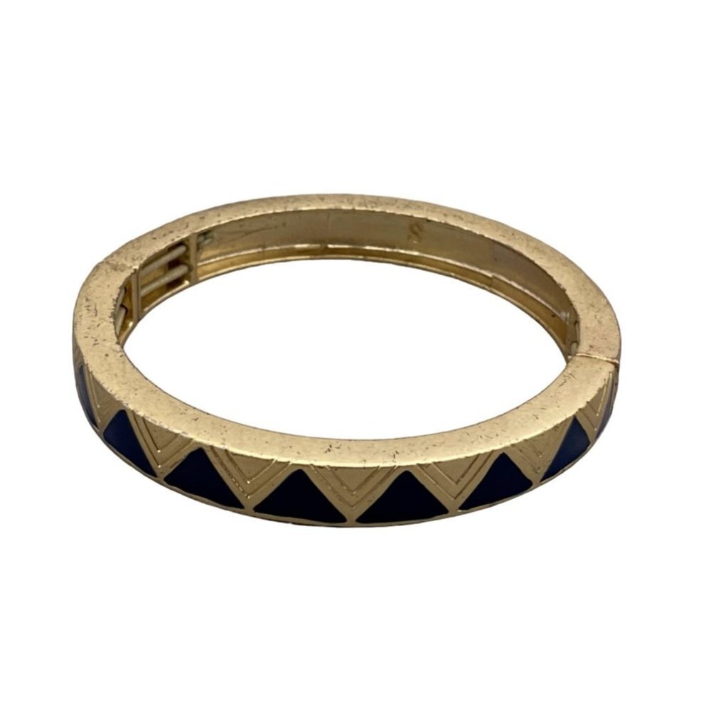 Lia Sophia on Point Retired Stretch Bracelet Blue and Gold Tone